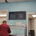 Buffet line at Main Street Cafe & Bakery in Durham, KS, showcasing a variety of homestyle dishes.