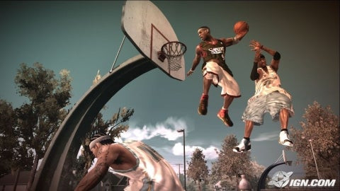 NBA Street Homecourt gameplay showcasing trick moves and player control