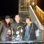 Riders securely strapped in for the Fremont Street Zipline adventure.