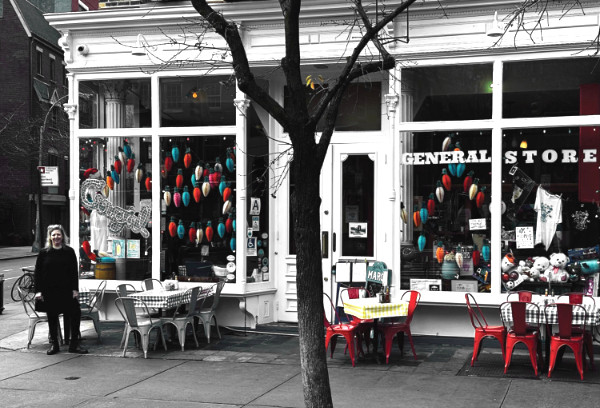 Michelle welcomes customers in front of Cowgirl Restaurant on Hudson Street in the West Village.