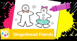 Gingerbread Friends Sesame Street holiday coloring page.