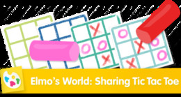 Elmo's World Tic-Tac-Toe game coloring page for kids.