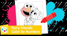 Elmo's puppy Tango color by number coloring page.