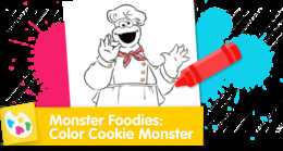 Chef Cookie Monster in Foodie Truck Sesame Street coloring page.