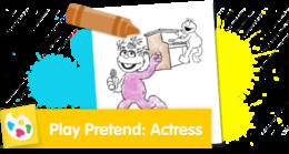 Play Pretend Actress Sesame Street coloring page for creative role play.