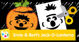 Bert and Ernie Jack-O-Lanterns Sesame Street Halloween coloring activity.