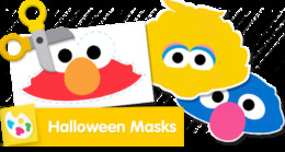 Halloween Masks Sesame Street coloring activity printable.