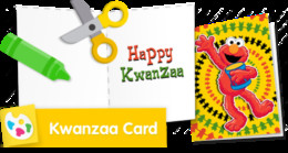 Happy Kwanzaa Card Sesame Street coloring printable card.