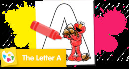 Sesame Street Letter A coloring page featuring the uppercase A.