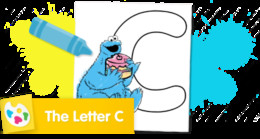 Sesame Street Letter C coloring page for kids.