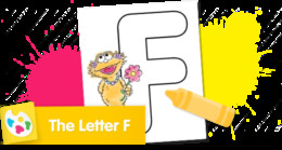 Sesame Street Letter F coloring page for preschool learning.