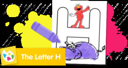 Sesame Street Letter H coloring page for alphabet practice.