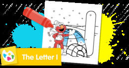Sesame Street Letter I coloring sheet featuring the letter I.