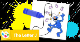 Sesame Street Letter J coloring page with Grover juggling jars.