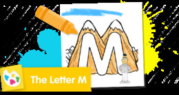 Sesame Street Letter M coloring page for kids learning the alphabet.