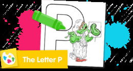 Sesame Street Letter P coloring page with Oscar the Grouch painting a pickle.
