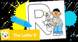 Sesame Street Letter R coloring page, simple and educational.