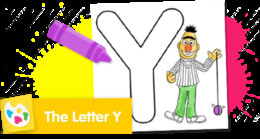 Sesame Street Letter Y coloring page for children's learning.