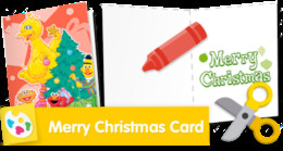 Merry Christmas Card Sesame Street coloring printable card.