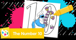 Sesame Street Number 10 coloring page for learning to count to ten.
