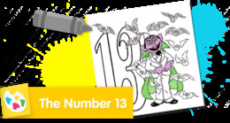Sesame Street Number 13 coloring page for kids learning teens numbers.