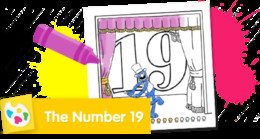 Sesame Street Number 19 coloring page for practicing counting skills.