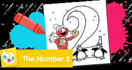 Sesame Street Number 2 coloring page for kids learning to count.