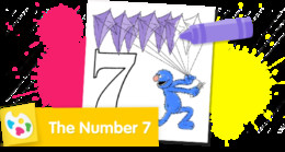 Sesame Street Number 7 coloring page featuring Grover with kites.