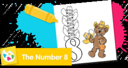 Sesame Street Number 8 coloring page for number recognition.