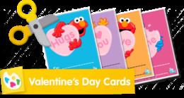 Valentine's Day Card Sesame Street coloring printable card.