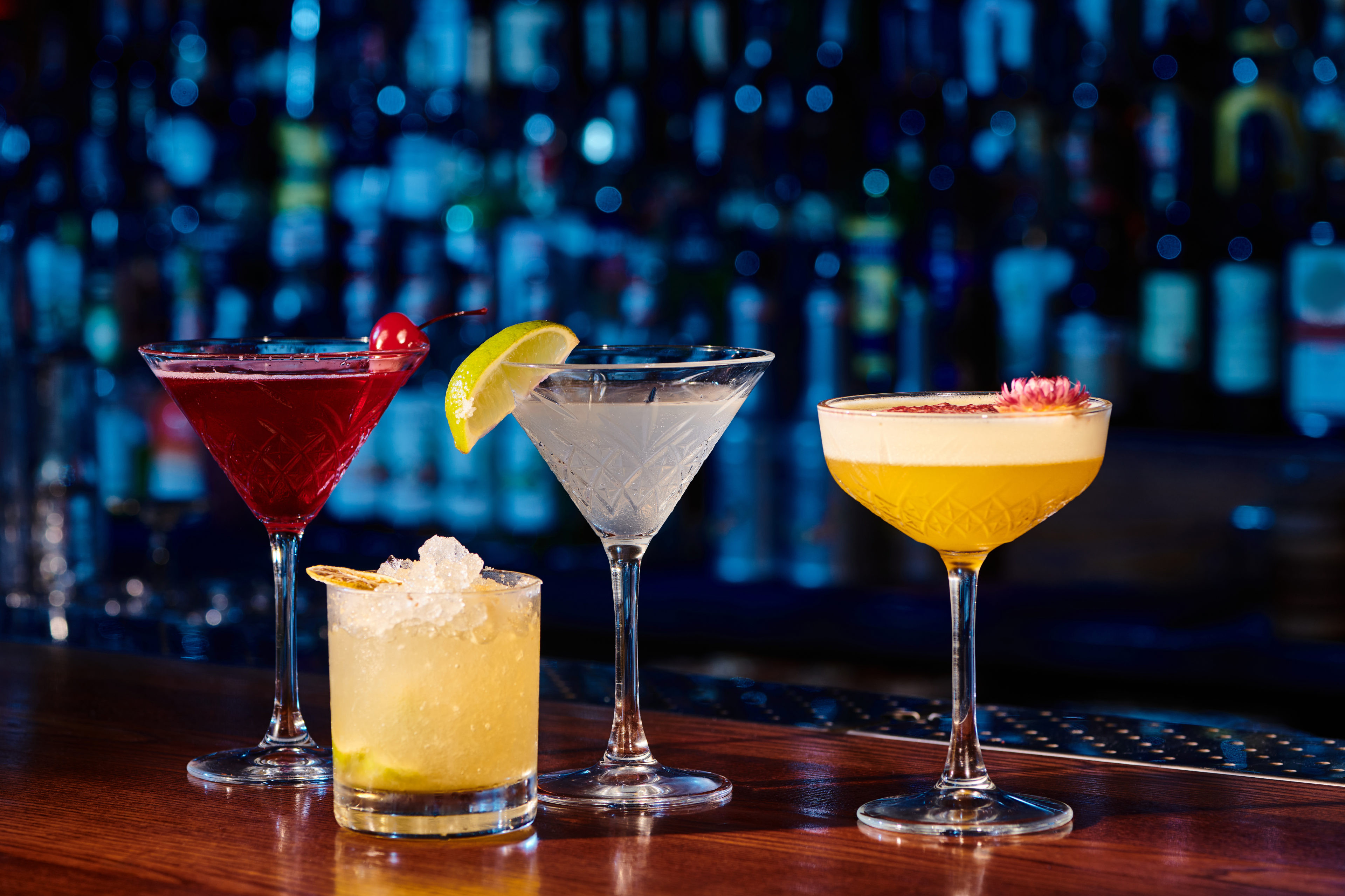 Colorful cocktails at McGrath's Kitchen &amp; Cocktails, a highlight of Lakewood Ranch Main Street restaurants