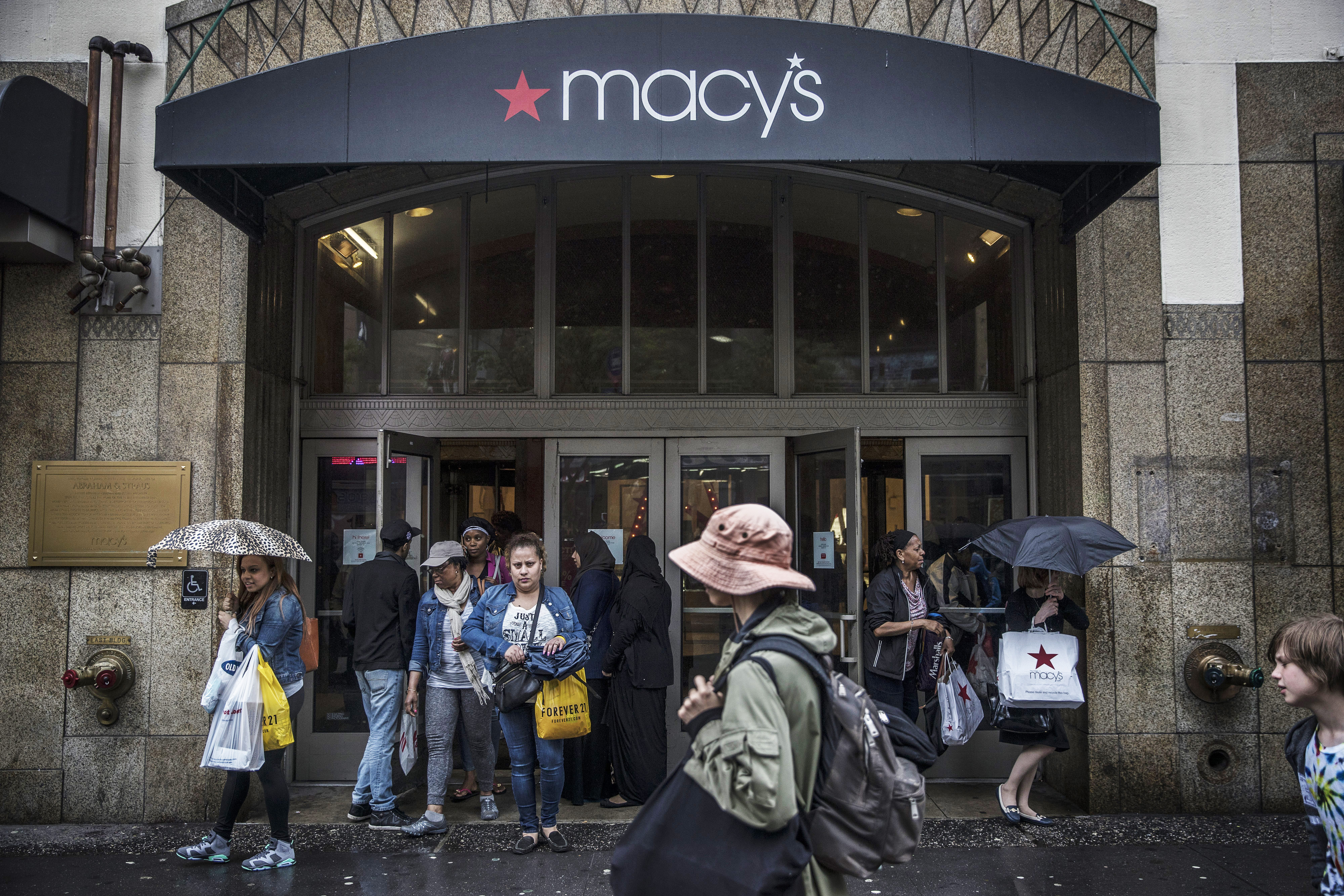 Shoppers exiting Macy