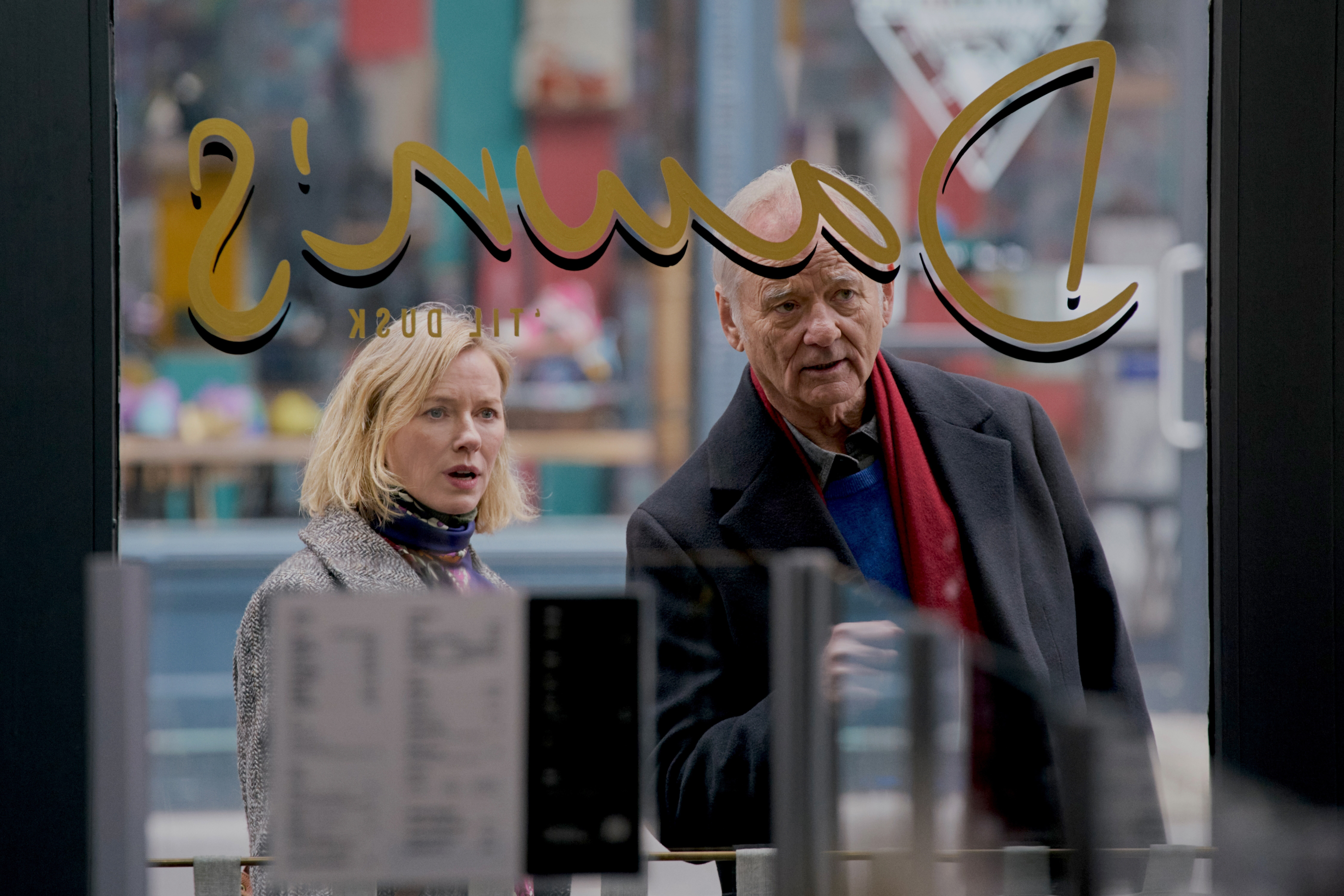 Still from The Friend movie, featuring Naomi Watts and Bill Murray, a Bleecker Street film launching in March 2025
