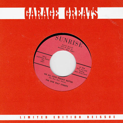 Vintage vinyl record with a one way street sign
