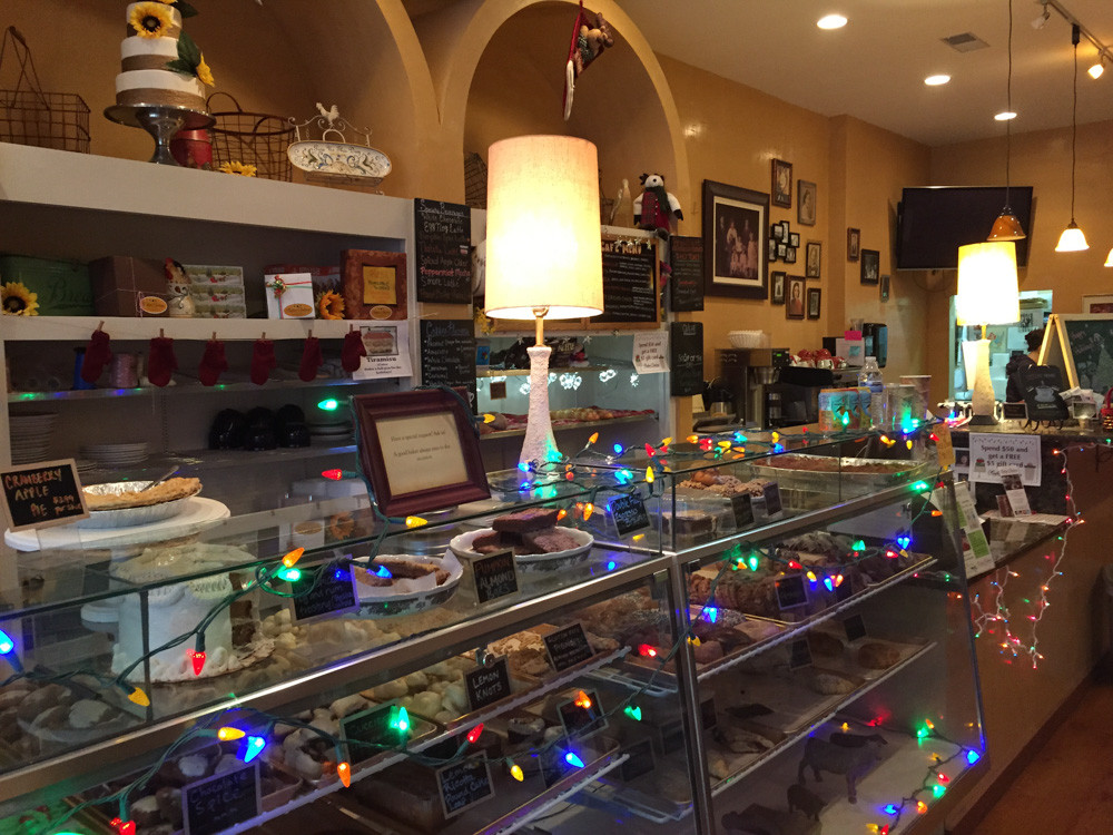 Display case filled with delicious pastries and cookies at Scafuri Bakery on Taylor Street in Chicago