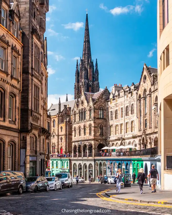 The entrance to Victoria Street in Edinburgh, inviting visitors to explore its magical atmosphere