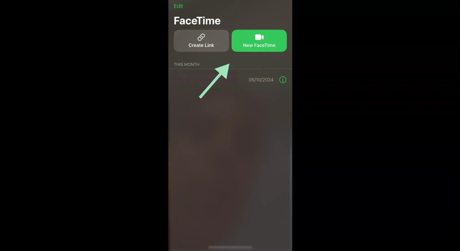 Starting a FaceTime call on iPhone
