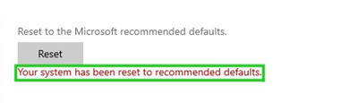 Reset to Recommended Default