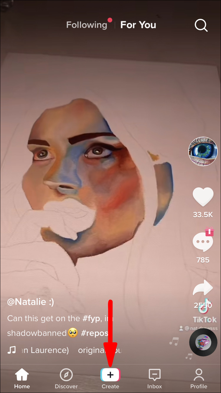 Press the add option to start creating your TikTok